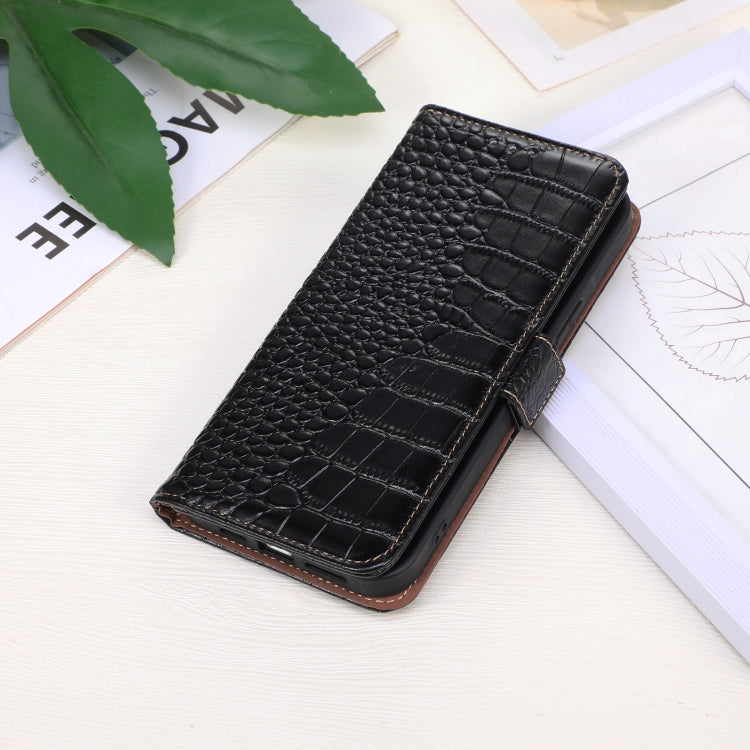 For OnePlus Nord 13 Crocodile Top Layer Cowhide Leather Phone Case(Black) - OnePlus Cases by buy2fix | Online Shopping UK | buy2fix