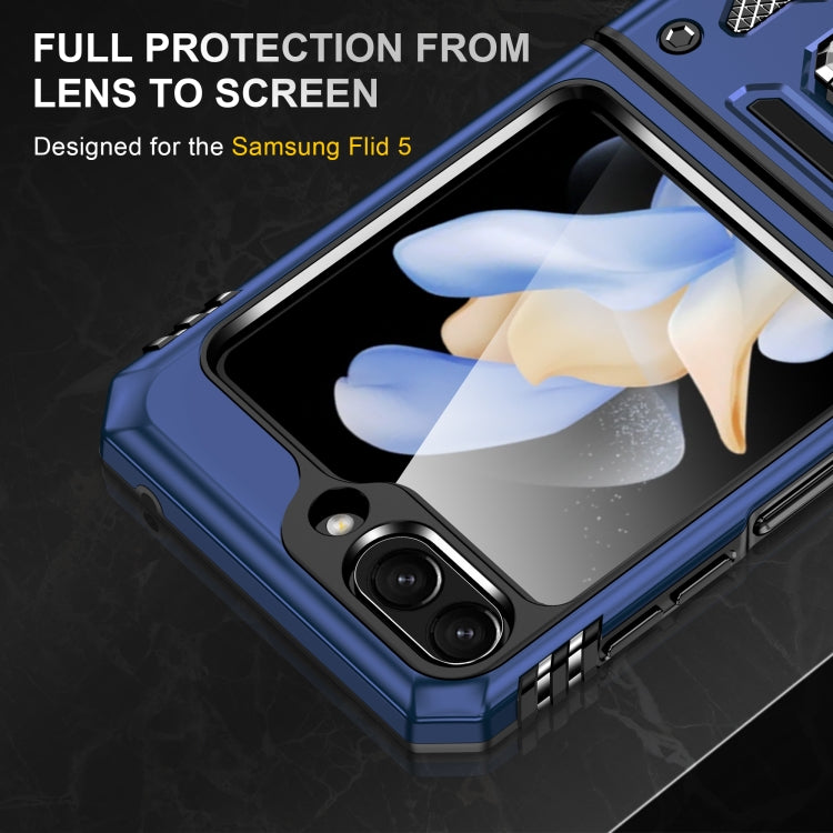 For Samsung Galaxy Z Flip5 5G Armor PC + TPU Camera Shield Phone Case(Navy Blue) - Galaxy Z Flip5 Cases by buy2fix | Online Shopping UK | buy2fix