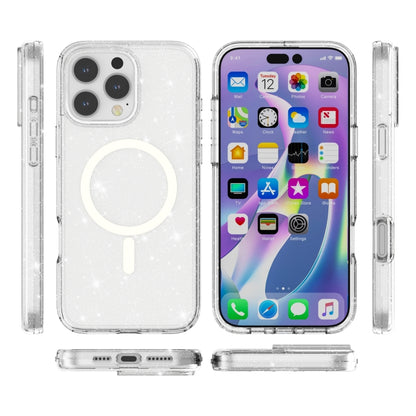 For iPhone 16 Pro Max Terminator Style Glitter Powder MagSafe Magnetic Phone Case(White) - iPhone 16 Pro Max Cases by buy2fix | Online Shopping UK | buy2fix