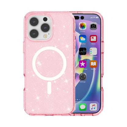 For iPhone 16 Pro Terminator Style Glitter Powder MagSafe Magnetic Phone Case(Pink) - iPhone 16 Pro Cases by buy2fix | Online Shopping UK | buy2fix