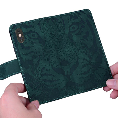 For iPhone SE 2024 Tiger Embossing Pattern Leather Phone Case(Green) - More iPhone Cases by buy2fix | Online Shopping UK | buy2fix