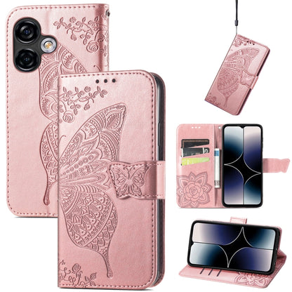 For Ulefone Note 16 Pro Butterfly Love Flower Embossed Leather Phone Case(Rose Gold) - Ulefone Cases by buy2fix | Online Shopping UK | buy2fix