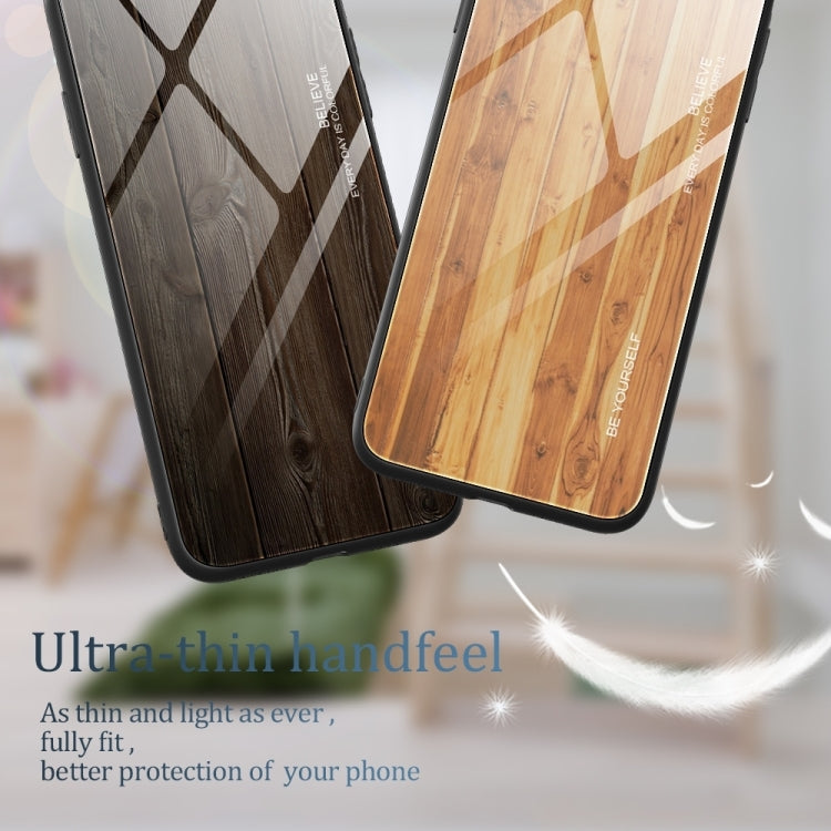 For iPhone 16 Pro Max Wood Grain Glass Phone Case(Dark Brown) - iPhone 16 Pro Max Cases by buy2fix | Online Shopping UK | buy2fix