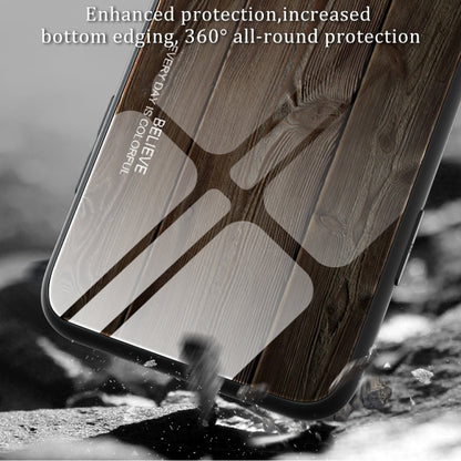 For iPhone 16 Pro Max Wood Grain Glass Phone Case(Light Brown) - iPhone 16 Pro Max Cases by buy2fix | Online Shopping UK | buy2fix