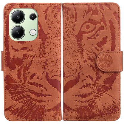 For Xiaomi Redmi Note 13 4G Global Tiger Embossing Pattern Leather Phone Case(Brown) - Note 13 Cases by buy2fix | Online Shopping UK | buy2fix