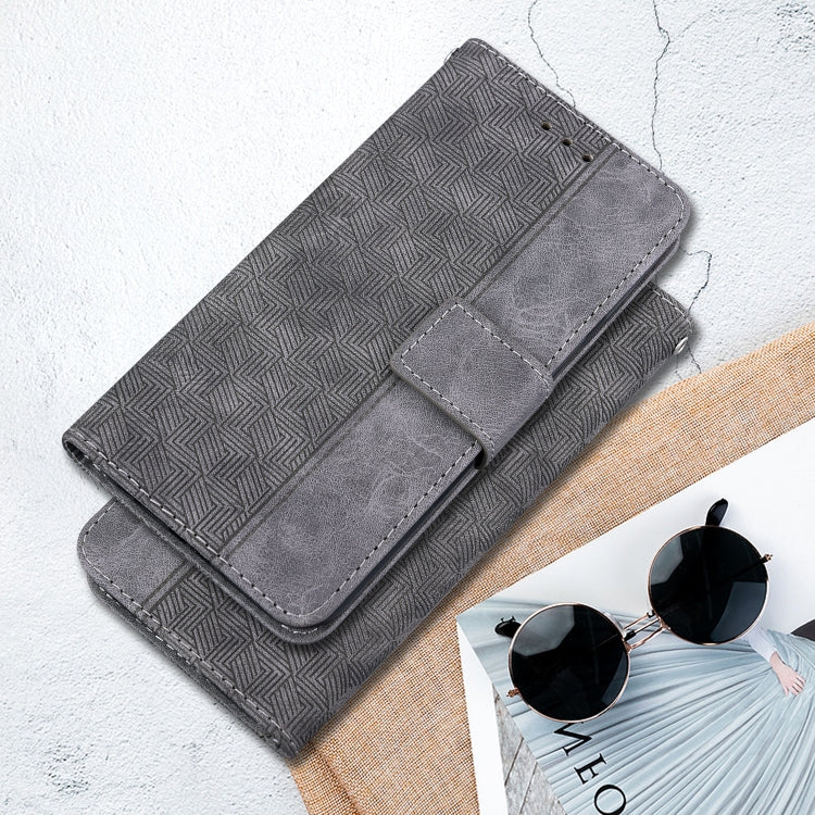 For Xiaomi Redmi K70E / Poco X6 Pro Geometric Embossed Leather Phone Case(Grey) - K70E Cases by buy2fix | Online Shopping UK | buy2fix