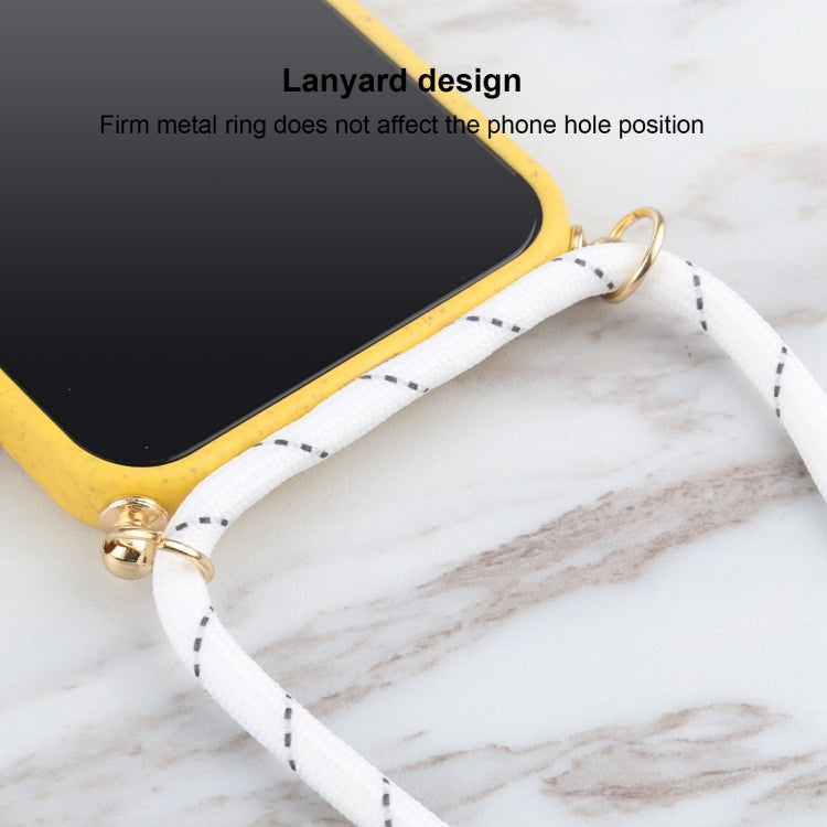 For iPhone 16 Plus Wheat Straw TPU Shockproof Phone Case with Neck Lanyard(Yellow) - iPhone 16 Plus Cases by buy2fix | Online Shopping UK | buy2fix