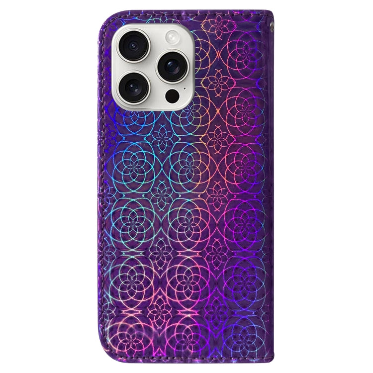 For iPhone 16 Pro Max Colorful Magnetic Buckle Leather Phone Case(Purple) - iPhone 16 Pro Max Cases by buy2fix | Online Shopping UK | buy2fix