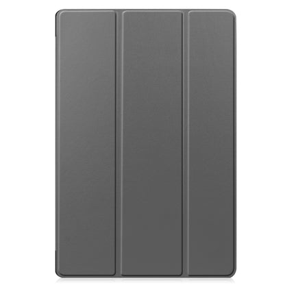 For Samsung Galaxy Tab S9 FE+ Custer Pure Color 3-Fold Holder Smart Leather Tablet Case(Grey) - Galaxy Tab S9 FE+ by buy2fix | Online Shopping UK | buy2fix