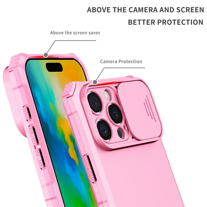 For iPhone 16 Pro Stereoscopic Holder Sliding Camshield Phone Case(Pink) - iPhone 16 Pro Cases by buy2fix | Online Shopping UK | buy2fix