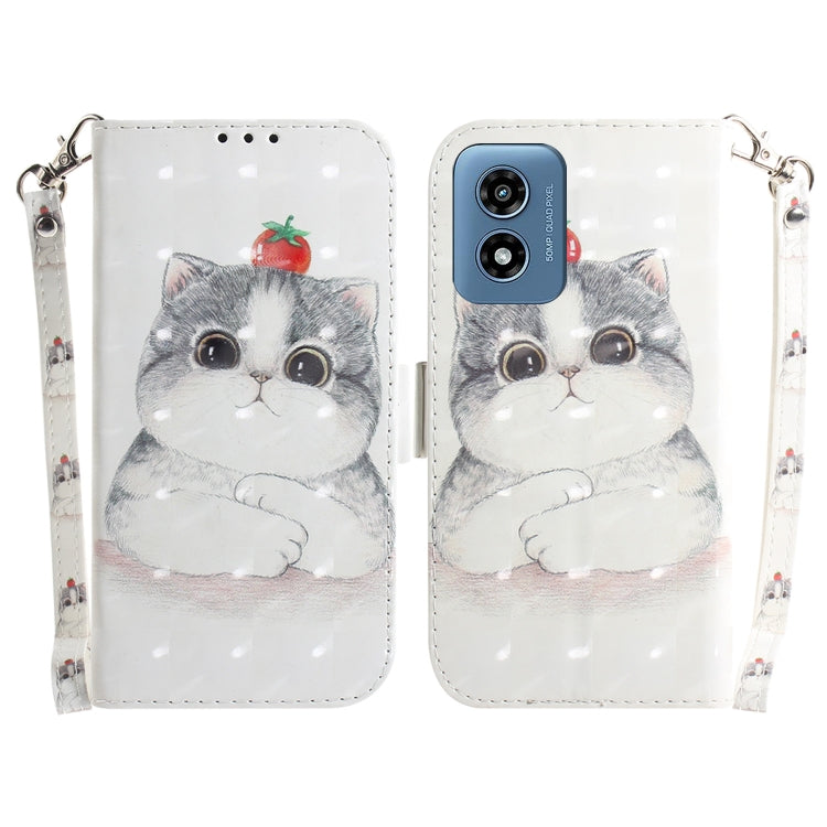 For Motorola Moto G Play 4G 2024 3D Colored Horizontal Flip Leather Phone Case(Cute Cat) - Motorola Cases by buy2fix | Online Shopping UK | buy2fix