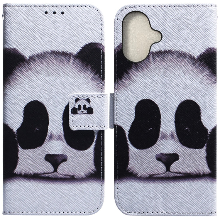 For iPhone 16 Plus Coloured Drawing Flip Leather Phone Case(Panda) - iPhone 16 Plus Cases by buy2fix | Online Shopping UK | buy2fix