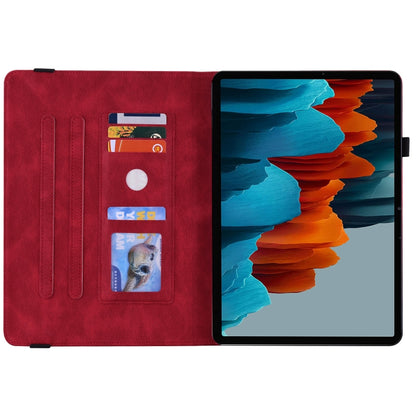 For Samsung Galaxy Tab S9 Butterfly Flower Embossed Leather Tablet Case(Red) - Galaxy Tab S9 Cases by buy2fix | Online Shopping UK | buy2fix