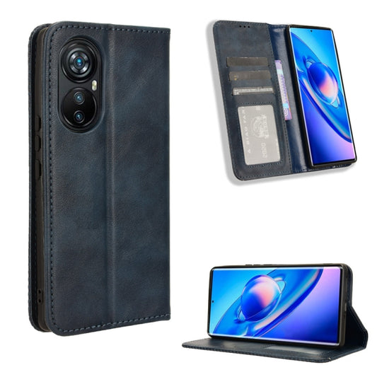 For Blackview A200 Pro Magnetic Buckle Retro Texture Leather Phone Case(Blue) - More Brand by buy2fix | Online Shopping UK | buy2fix