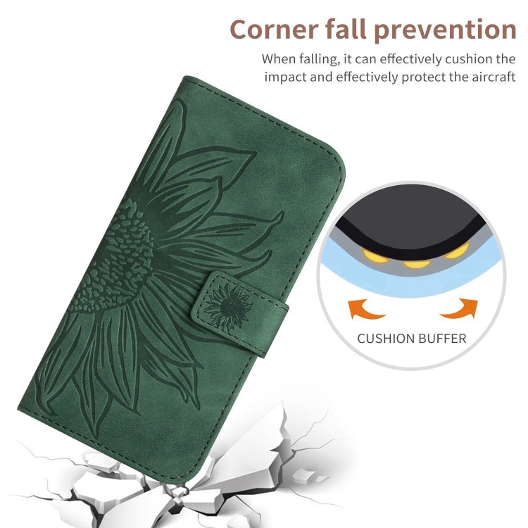 For Google Pixel 9 Skin Feel Sun Flower Embossed Flip Leather Phone Case with Lanyard(Green) - Google Cases by buy2fix | Online Shopping UK | buy2fix