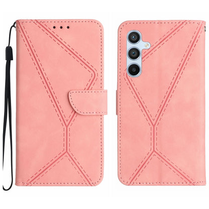 For Samsung Galaxy M15 5G Stitching Embossed Leather Phone Case(Pink) - Galaxy Phone Cases by buy2fix | Online Shopping UK | buy2fix