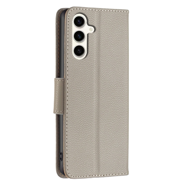 For Samsung Galaxy S23 FE 5G Litchi Texture Pure Color Flip Leather Phone Case(Grey) - Galaxy S23 FE 5G Cases by buy2fix | Online Shopping UK | buy2fix