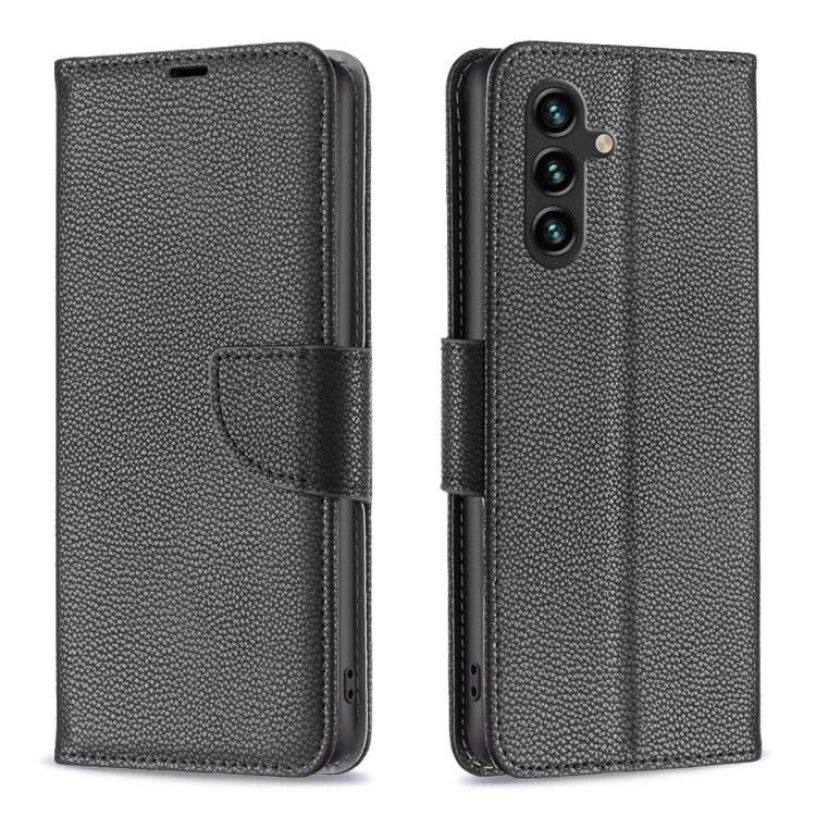 For Samsung Galaxy A15 Litchi Texture Pure Color Flip Leather Phone Case(Black) - Galaxy Phone Cases by buy2fix | Online Shopping UK | buy2fix