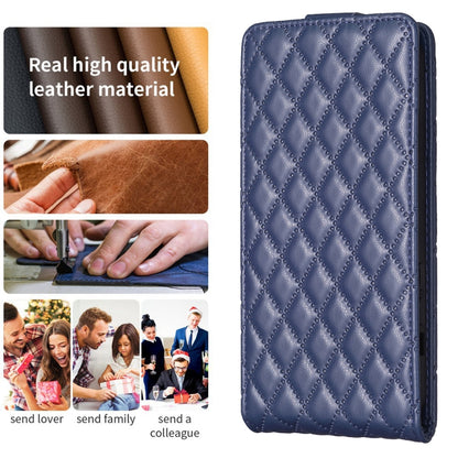 For iPhone 16 Plus Diamond Lattice Vertical Flip Leather Phone Case(Blue) - iPhone 16 Plus Cases by buy2fix | Online Shopping UK | buy2fix