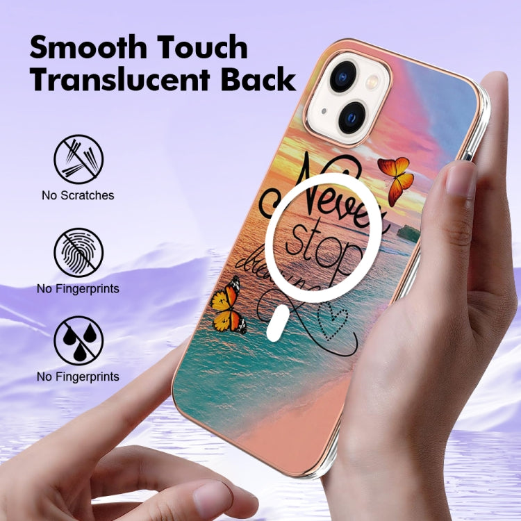 For iPhone 15 Marble Pattern Dual-side IMD Magsafe TPU Phone Case(Dream Butterfly) - iPhone 15 Cases by buy2fix | Online Shopping UK | buy2fix