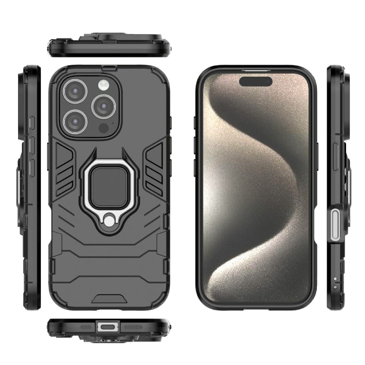 For iPhone 16 Pro Shockproof PC + TPU Holder Phone Case(Black) - iPhone 16 Pro Cases by buy2fix | Online Shopping UK | buy2fix