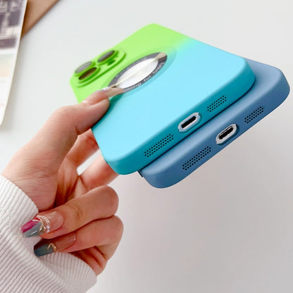 For iPhone 12 Pro Max Two-color Gradient MagSafe TPU Phone Case(Green+Blue) - iPhone 12 Pro Max Cases by buy2fix | Online Shopping UK | buy2fix