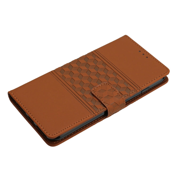 For iPhone 16 Diamond Embossed Skin Feel Leather Phone Case(Brown) - iPhone 16 Cases by buy2fix | Online Shopping UK | buy2fix