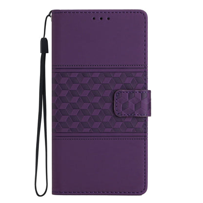 For Samsung Galaxy S24 5G Diamond Embossed Skin Feel Leather Phone Case(Purple) - Galaxy S24 5G Cases by buy2fix | Online Shopping UK | buy2fix