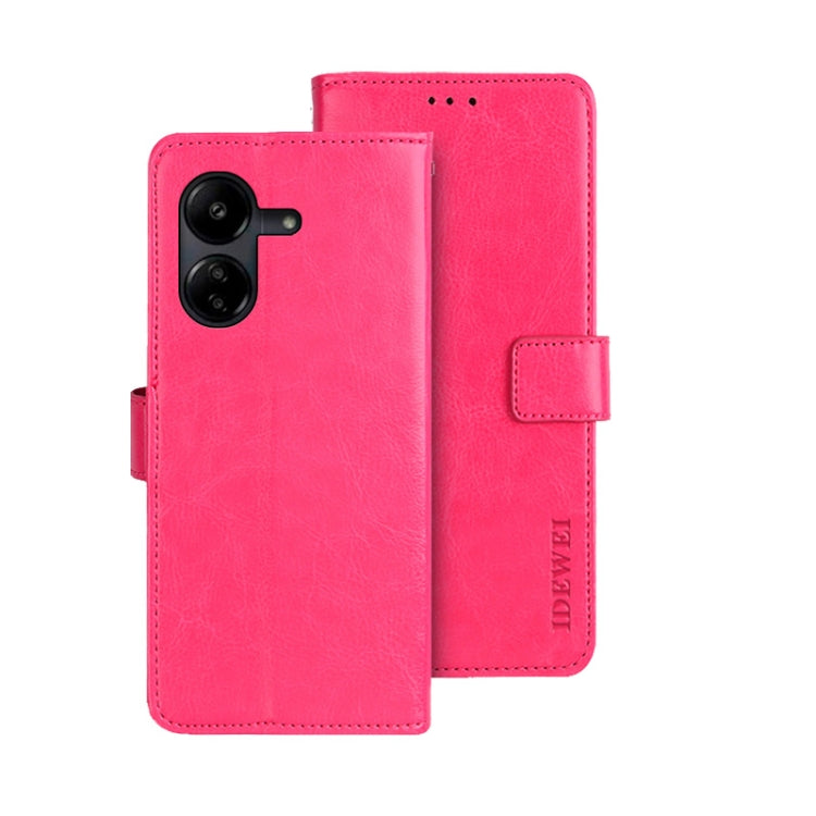 For Xiaomi Redmi 13C idewei Crazy Horse Texture Leather Phone Case(Rose Red) - 13C Cases by idewei | Online Shopping UK | buy2fix