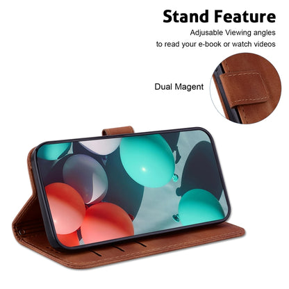 For iPhone 16 Pro Seven-shaped Embossed Leather Phone Case(Brown) - iPhone 16 Pro Cases by buy2fix | Online Shopping UK | buy2fix