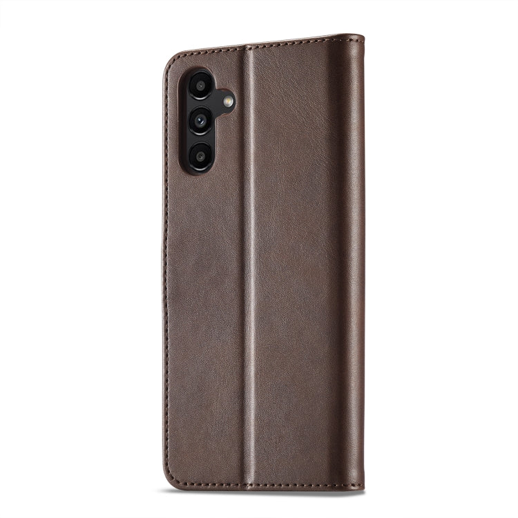 For Samsung Galaxy A55 5G LC.IMEEKE Calf Texture Leather Phone Case(Coffee) - Galaxy Phone Cases by LC.IMEEKE | Online Shopping UK | buy2fix