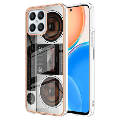 For Honor X8 4G Electroplating Marble Dual-side IMD Phone Case(Retro Radio) - Honor Cases by buy2fix | Online Shopping UK | buy2fix