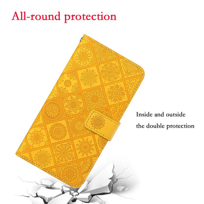 For iPhone 16 Pro Ethnic Style Embossed Pattern Leather Phone Case(Yellow) - iPhone 16 Pro Cases by buy2fix | Online Shopping UK | buy2fix