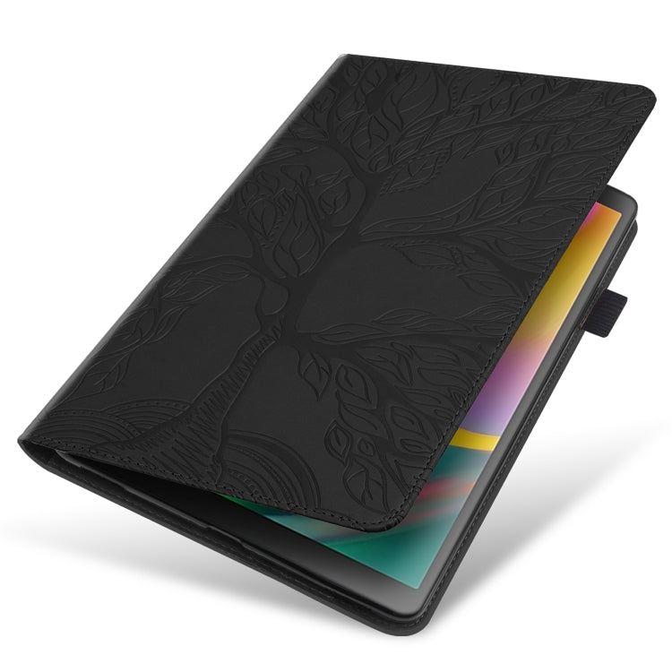 For Samsung Galaxy Tab S9 / S8 / S7 Life Tree Series Horizontal Flip Leather Tablet Case(Black) - Galaxy Tab S8 Cases by buy2fix | Online Shopping UK | buy2fix