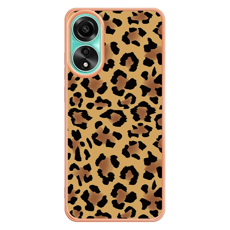 For OPPO A78 4G Electroplating Marble Dual-side IMD Phone Case(Leopard Print) - OPPO Cases by buy2fix | Online Shopping UK | buy2fix