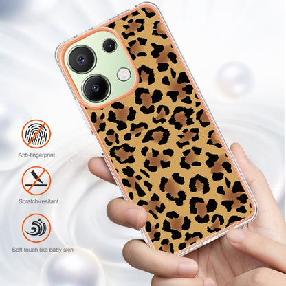 For Xiaomi Redmi Note 13 4G Global Electroplating Marble Dual-side IMD Phone Case(Leopard Print) - Note 13 Cases by buy2fix | Online Shopping UK | buy2fix