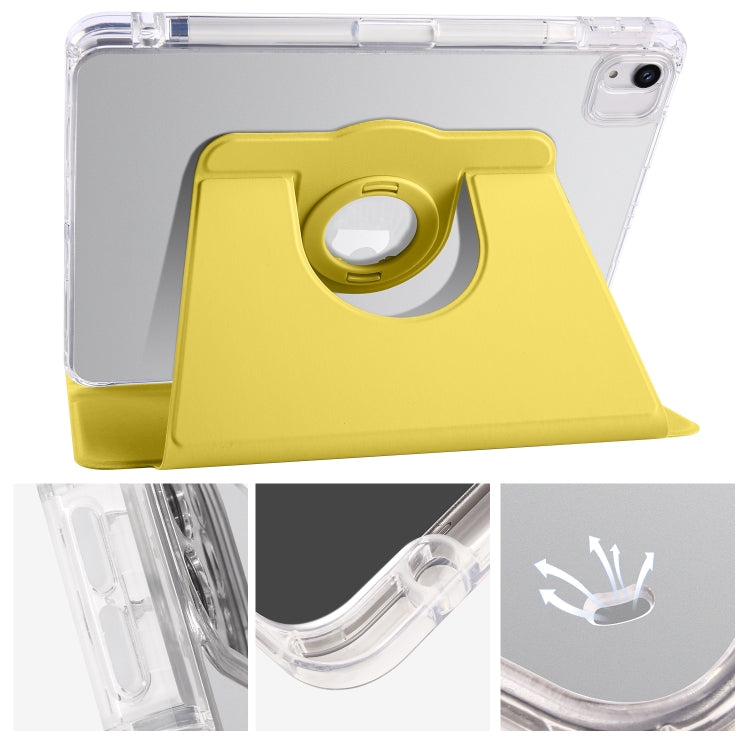 For iPad Air 13 2024 Clear Acrylic 360 Rotation Detachable Leather Tablet Case(Yellow) - iPad Air 13 2024 Cases by buy2fix | Online Shopping UK | buy2fix