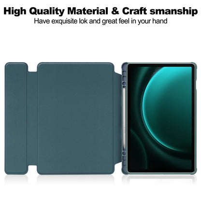 For Samsung Galaxy Tab S9 FE+ 360 Rotation Transparent Smart Leather Case(Dark Green) - Galaxy Tab S9 FE+ by buy2fix | Online Shopping UK | buy2fix