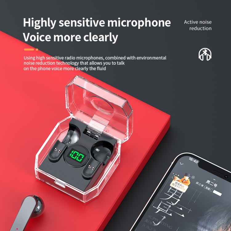 K30 Transparent Capsule Digital Display Touch Control Bluetooth Earphones(Black) - Bluetooth Earphone by buy2fix | Online Shopping UK | buy2fix