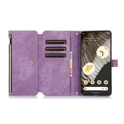 For Google Pixel 7 Pro Dream 9-Card Wallet Zipper Bag Leather Phone Case(Purple) - Google Cases by buy2fix | Online Shopping UK | buy2fix