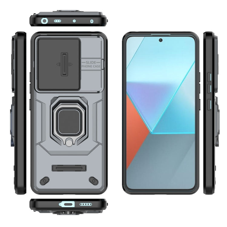 For Xiaomi Redmi Note 13 Pro 5G Sliding Camshield TPU + PC Shockproof Phone Case with Holder(Grey) - Note 13 Pro Cases by buy2fix | Online Shopping UK | buy2fix