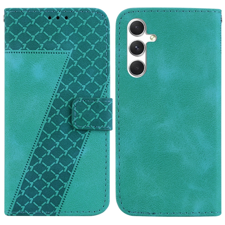 For Samsung Galaxy S24+ 5G 7-shaped Embossed Leather Phone Case(Green) - Galaxy S24+ 5G Cases by buy2fix | Online Shopping UK | buy2fix