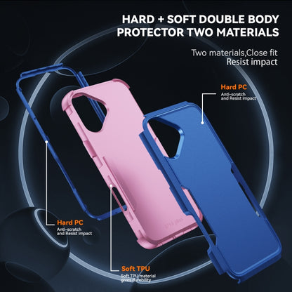 For iPhone 16 Commuter Shockproof TPU + PC Phone Case(Royal Blue+Pink) - iPhone 16 Cases by buy2fix | Online Shopping UK | buy2fix