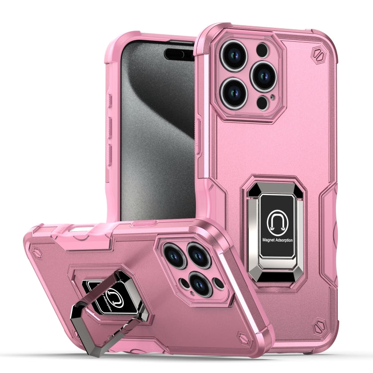 For iPhone 16 Pro Ring Holder Non-slip Shockproof Armor Phone Case(Pink) - iPhone 16 Pro Cases by buy2fix | Online Shopping UK | buy2fix