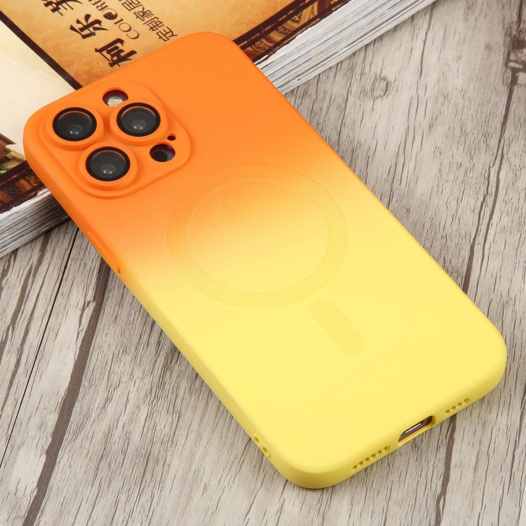 For iPhone 15 Pro Max Liquid TPU Silicone Gradient MagSafe Phone Case(Orange Yellow) - iPhone 15 Pro Max Cases by buy2fix | Online Shopping UK | buy2fix