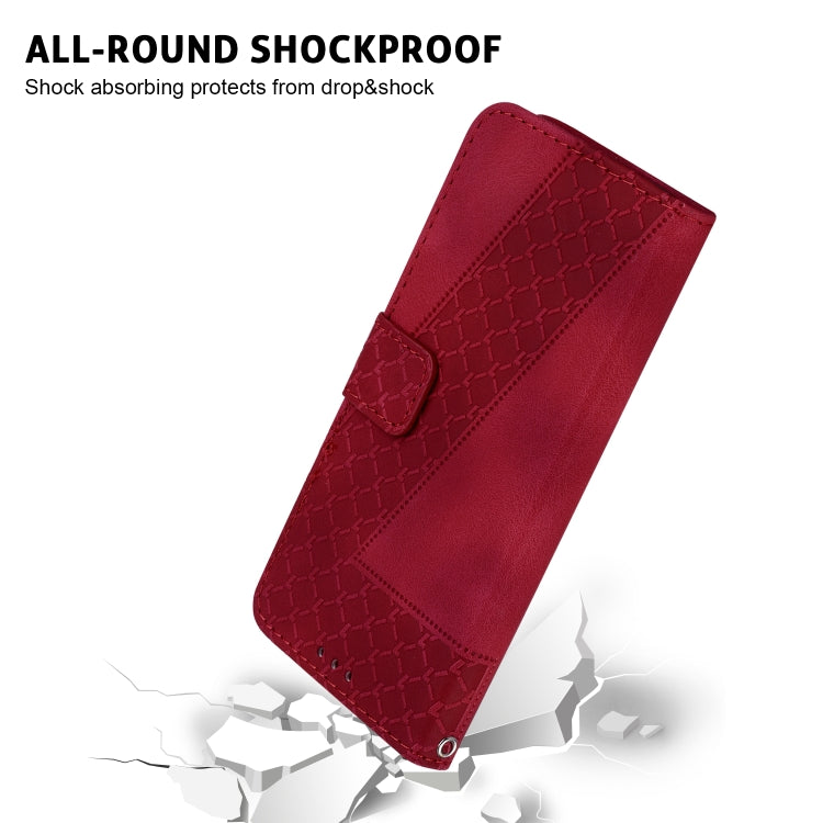 For Xiaomi 13 Lite/Civi 2 7-shaped Embossed Leather Phone Case(Red) - 13 Lite Cases by buy2fix | Online Shopping UK | buy2fix
