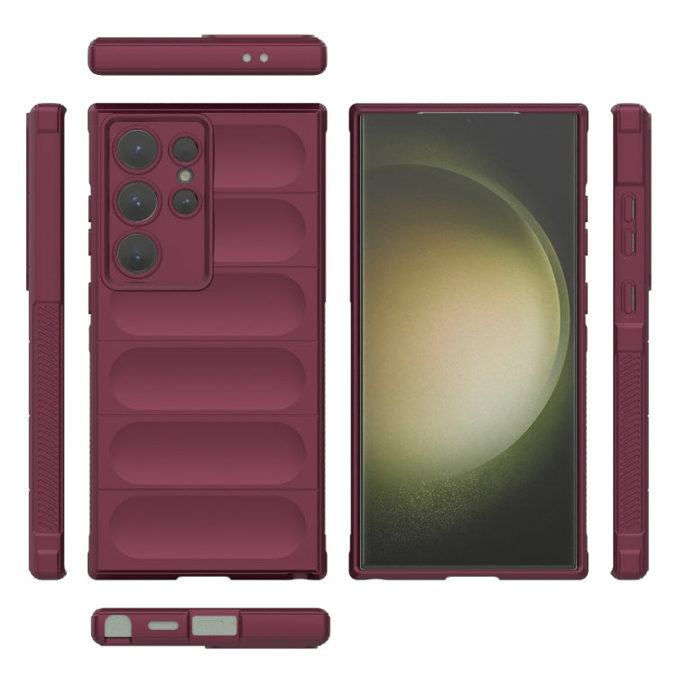 For Samsung Galaxy S24 Ultra 5G Magic Shield TPU + Flannel Phone Case(Wine Red) - Galaxy S24 Ultra 5G Cases by buy2fix | Online Shopping UK | buy2fix