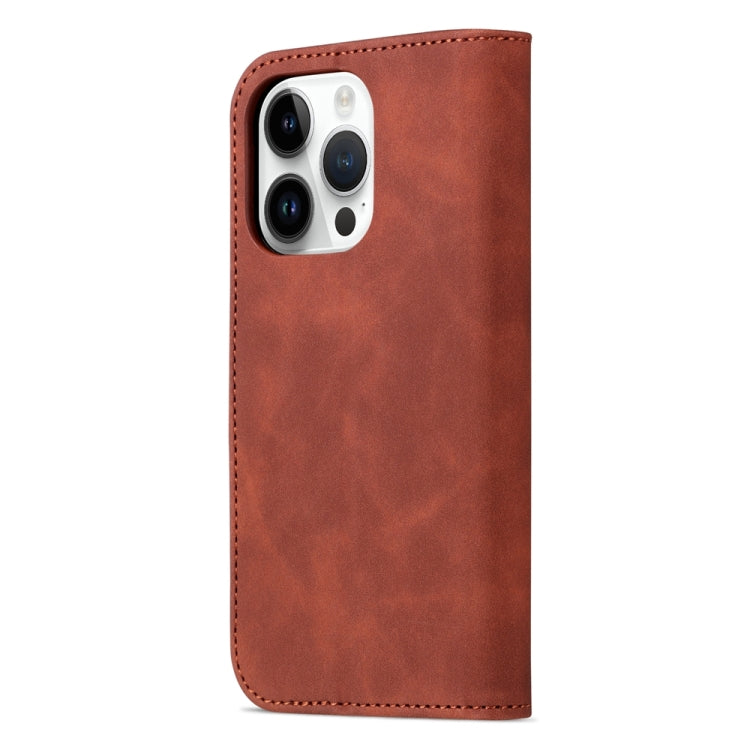 For iPhone 15 Pro Max AZNS Skin Feel Calf Texture Flip Leather Phone Case(Brown) - iPhone 15 Pro Max Cases by AZNS | Online Shopping UK | buy2fix