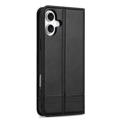 For iPhone 16 AZNS Magnetic Calf Texture Flip Leather Phone Case(Black) - iPhone 16 Cases by AZNS | Online Shopping UK | buy2fix