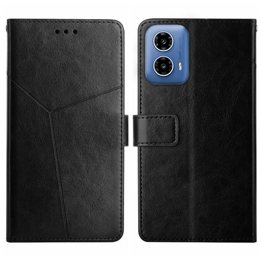 For Motorola Moto G Stylus 5G 2024 HT01 Y-shaped Pattern Flip Leather Phone Case(Black) - Motorola Cases by buy2fix | Online Shopping UK | buy2fix